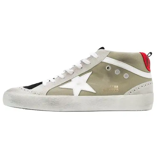 Golden Goose Mid Star Skateboard Shoes Men's Mid Top Khaki Green