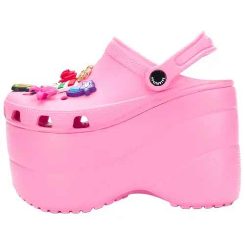 Balenciaga Foam Leather Wedge Heel High Heels Women's Pink