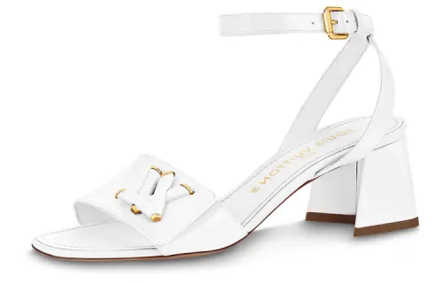 LOUIS VUITTON Shake Leather One Strap Sandals 5.5cm Women's White