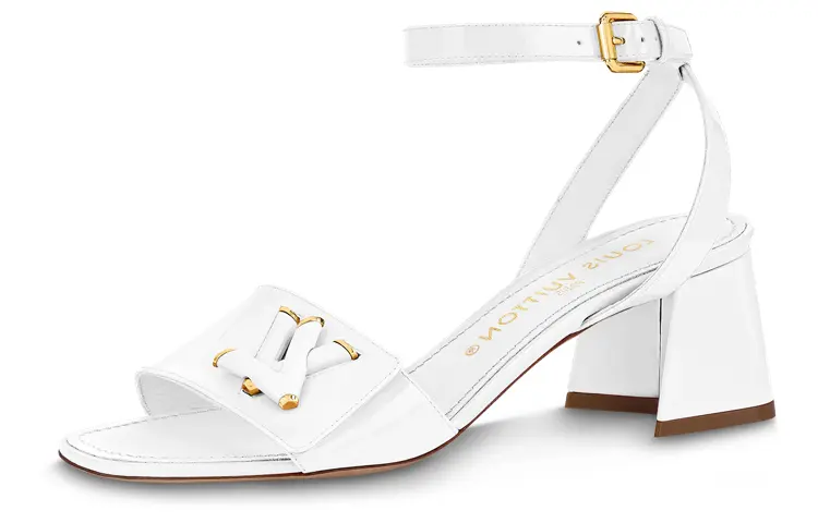 LOUIS VUITTON Shake Leather One Strap Sandals 5.5cm Women's White