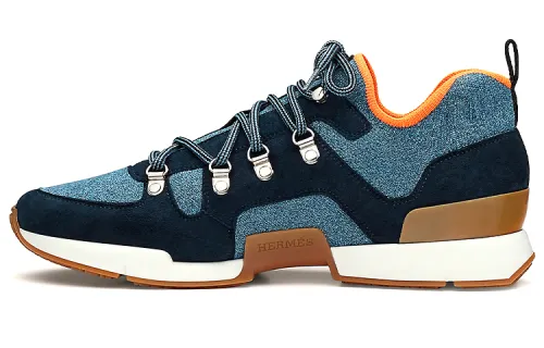 HERMES Defi Low top Casual Shoes Men's Denim Blue