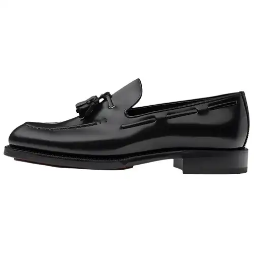 HERMES Earley Leather Calfskin Men's Casual Shoes Men's Black