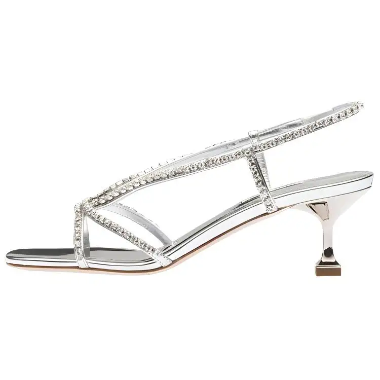 MIU MIU Leather One Strap Sandals Women's Silver