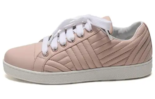 PRADA Leather Lace Up Low top Skateboard Shoes Women's Apricot