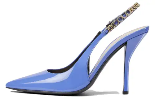 GUCCI Signoria 24 Spring Summer Collection Leather Slim Heel High Heels 10.5cm Women's Blue