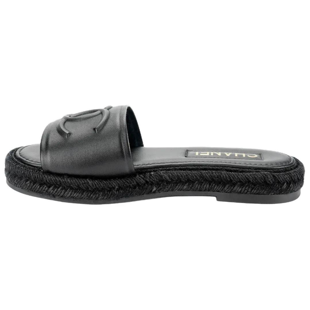 CHANEL Slide Slippers Women's Black