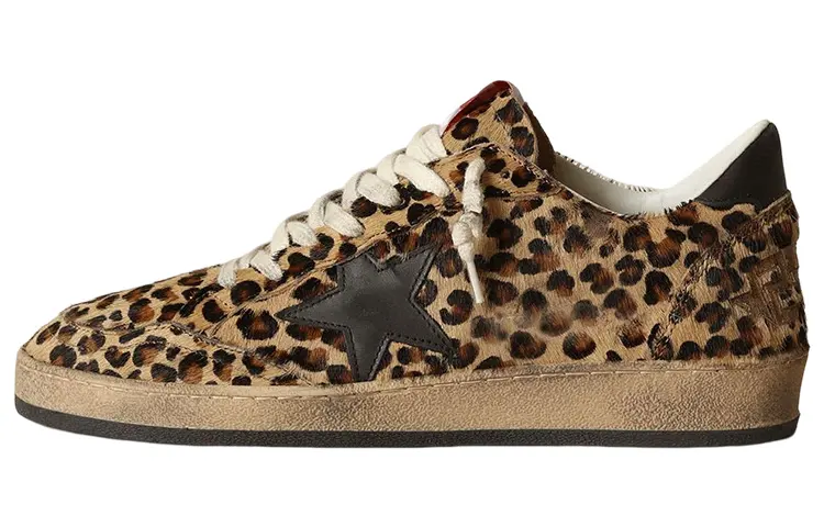 Golden Goose Leather Lace Up Low top Stylish Skateboarding Shoes Women's Brown Distressed