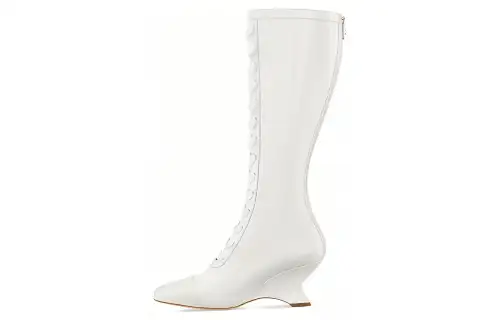 DIOR Leather Knee high Boots 6.5cm Women's White