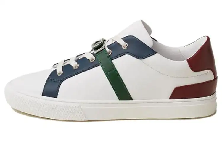 HERMES Day Cow Leather Low top Skateboard Shoes Men's Multicolor White