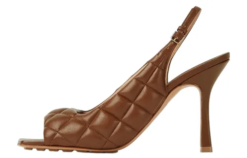 Bottega Veneta Padded Leather Slim Heel One Strap Sandals Women's Brown