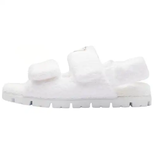 PRADA Fabric Beach Sandals Women's Ecru