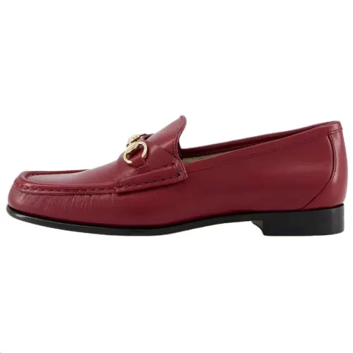 GUCCI Ancora Calfskin Loafers Women's Red