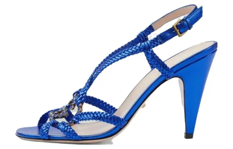 GUCCI Interlocking Leather Roman Sandals 9.5cm Women's Blue