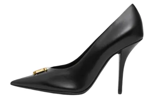 Burberry Leather Slim Heel High Heels 10cm Women's Black