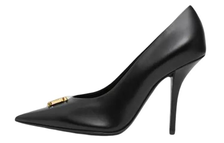 Burberry Leather Slim Heel High Heels 10cm Women's Black