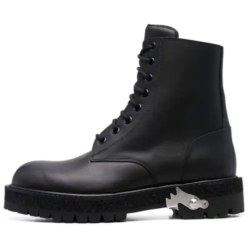 OFF WHITE Leather Ankle Boots Men's Black