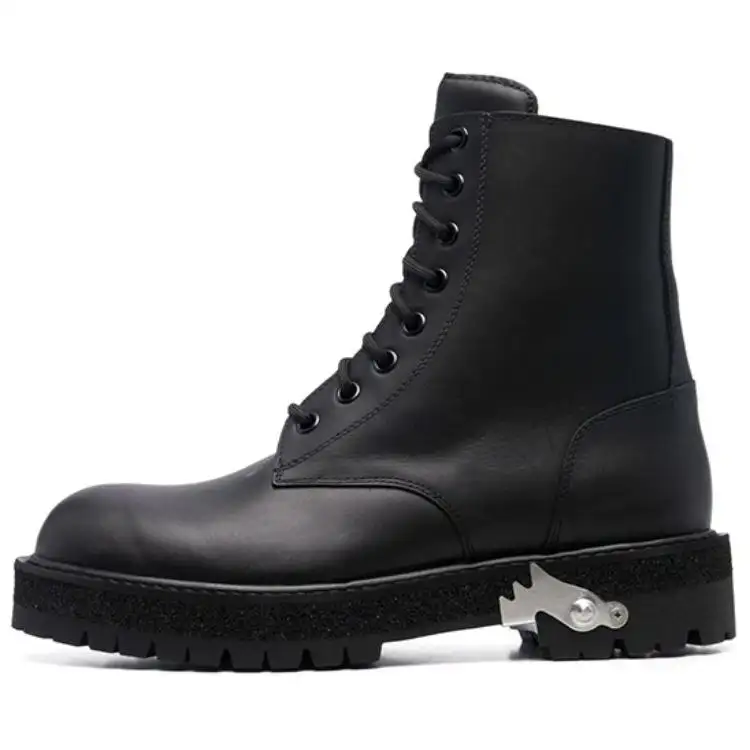 OFF WHITE Leather Ankle Boots Men's Black