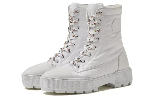 HERMES Fresh Leather Ankle Boots Women's White