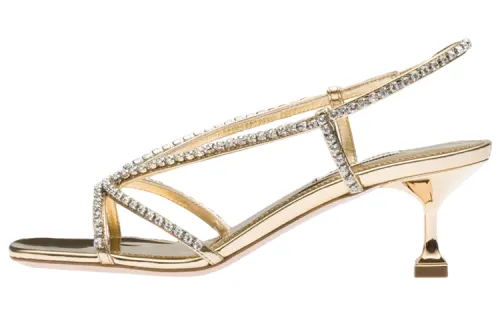 MIU MIU Leather One Strap Sandals Women's Gold