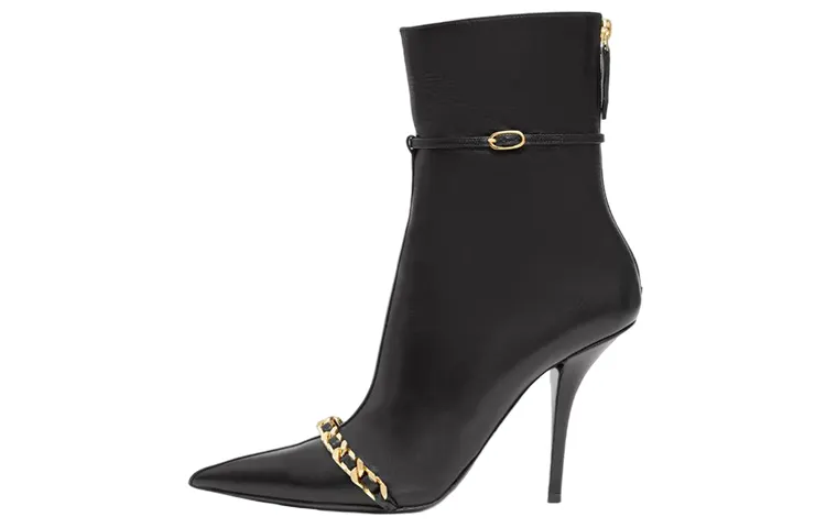 Burberry Chain-detailed Leather Ankle Boots