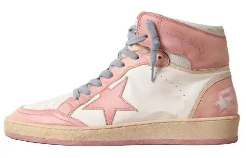 Golden Goose Sky Star High top Skateboard Shoes Women's Pink White Distressed