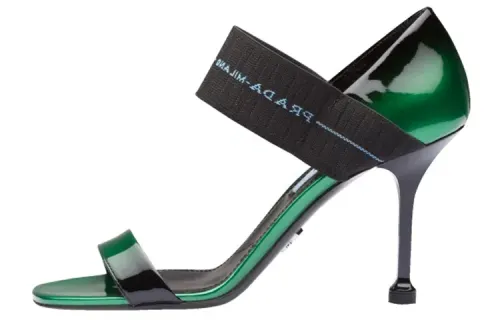 PRADA One Strap Sandals Women's Green Black