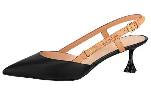 LOUIS VUITTON Blossom Leather Slim Heel High Heels 5.5cm Women's Black