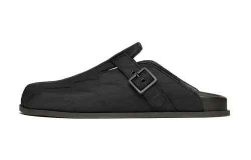 Valentino VLTN Leather Patchwork Closed Toe Slippers Men's Black