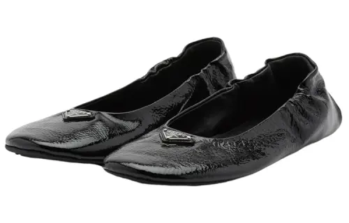 PRADA Patent Leather Women's Casual Shoes Women's Black