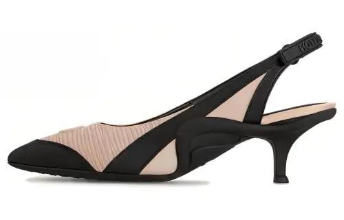 LOUIS VUITTON Leather Slim Heel High Heels 5.5cm Women's Black Beige