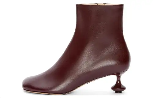 LOEWE Toy Sheepskin Ankle Boots 5CM Women's Burgundy Red