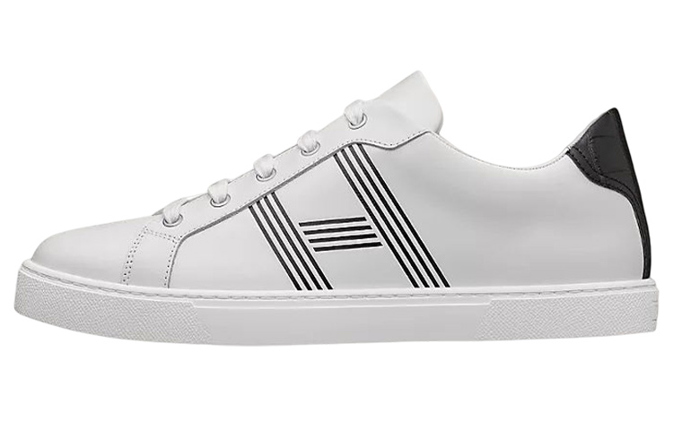 HERMES Avantage Leather Stylish Skateboarding Shoes Men's White