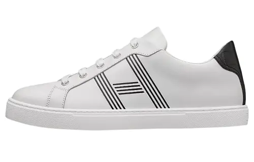 HERMES Avantage Leather Stylish Skateboarding Shoes Men's White