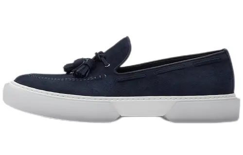 HERMES Ecoutes Goatskin Men's Casual Shoes Men's Blue
