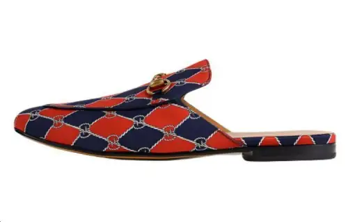 GUCCI Genuine Leather Sole Closed Toe Slippers Men's Orange