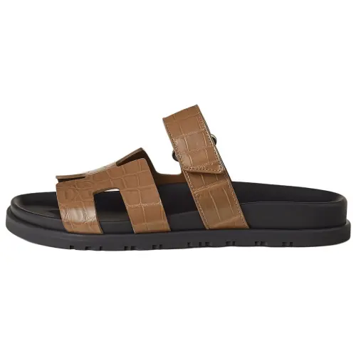 HERMES Chypre Slide Slippers Women's Brown