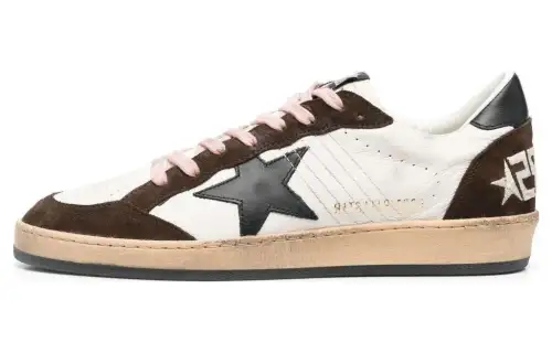 Golden Goose Ball Star Low top Skateboard Shoes Men's White Brown Distressed