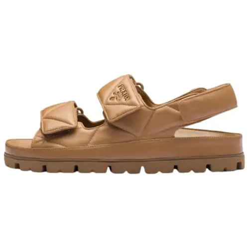 PRADA Leather Beach Sandals Women's Brown