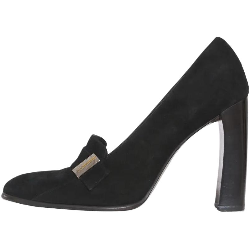 GUCCI Suede Chunky Heel High Heels 10cm Women's Black