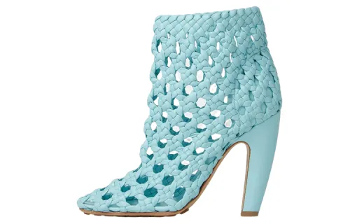 Bottega Veneta Canalazzo Leather Ankle Boots Women's Blue
