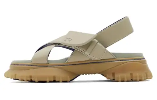 Burberry Leather One Strap Sandals Men's Beige