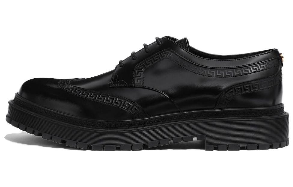 VERSACE Cow Leather Derby Shoes Men's Black