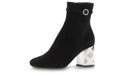 LOUIS VUITTON Leather Ankle Boots Women's Black