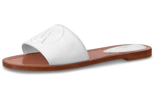 LOUIS VUITTON Lock It Slide Slippers Women's White