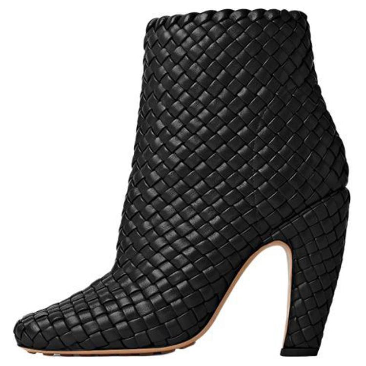 Bottega Veneta Canalazzo Leather Ankle Boots 10cm Women's Black