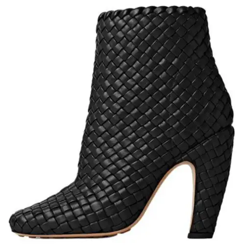 Bottega Veneta Canalazzo Leather Ankle Boots 10cm Women's Black