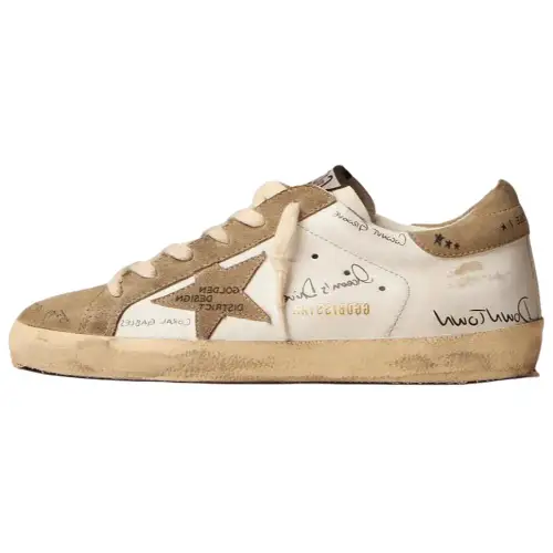 Golden Goose Super Star Suede Low top Skateboard Shoes Women's Brown White Distressed