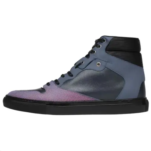 Balenciaga Chameleon Leather High top Skateboard Shoes Men's Blue Black