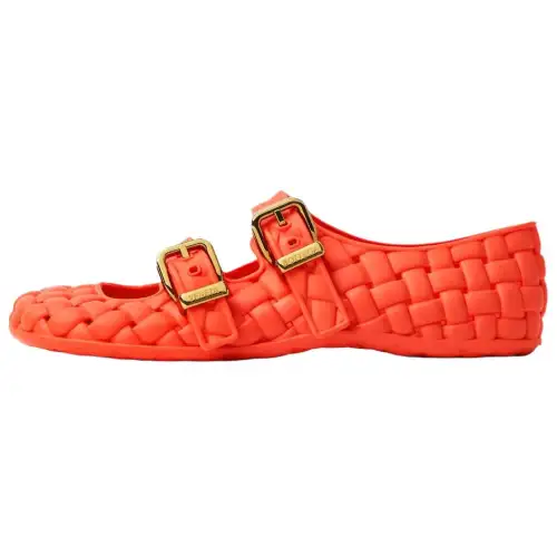 Bottega Veneta Amy Flat Mary Jane Shoes Women's Orange