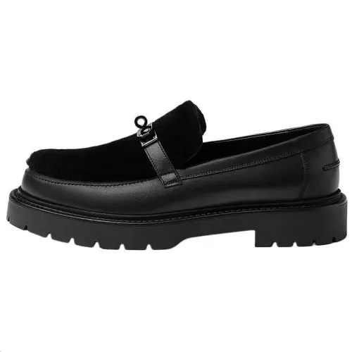 HERMES Icone Loafers Men's Black